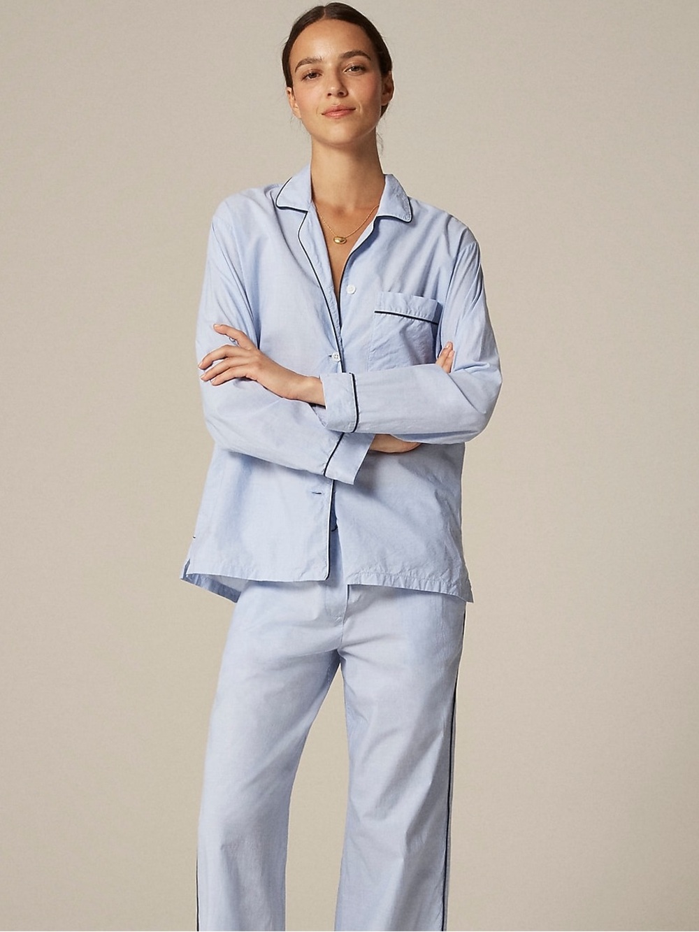NWT J.Crew Classic Pajama Top Shirt in End-On-End Cotton - Cool Lilac - Size S